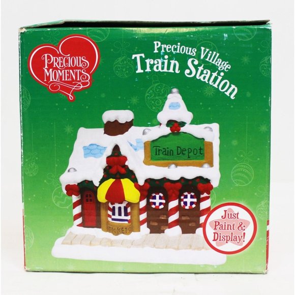 Precious Moments VIllage Train Station Depot 76 Art Craft Paint & Display Kids - Picture 2 of 6